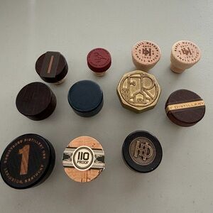 11 Mixed Whiskey Cork Toppers, 6 Synthetic & 5 Real Corks